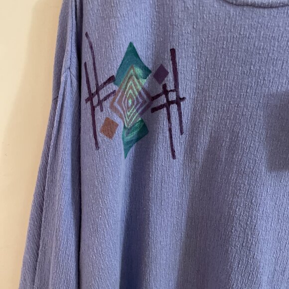 VTG Blue Fish Crinkle Tencel Shirt Women's 2X Lavender Artsy Sustainable NWT - Picture 2 of 12